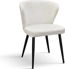 Zestaw 2 kremowych krzeseł z tkaniny z efektem aksamitu, antracytowe nogi - MANTES