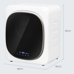 HOMCOM Suszarka z dezynfekcją UV, kompaktowa budowa, pojemność 4 kg, stal nierdzewna, Biały