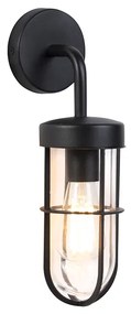 Rustykalna lampa ścienna zewnętrzna czarna ze szkłem - Elza