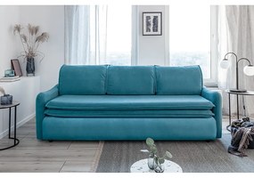 Turkusowa aksamitna rozkładana sofa Miuform Tender Eddie