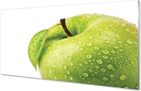 Szkło do Kuchni na Ścianę Zielone Jabłko w Kroplach Wody