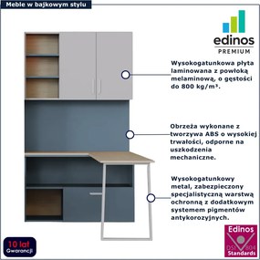 Regał z biurkiem narożnym do pokoju młodzieżowego kaszmir + niebieski S0-K93