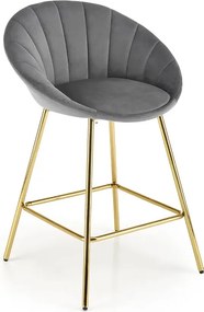 Szary tapicerowany hoker welurem w stylu glamour K3-N79