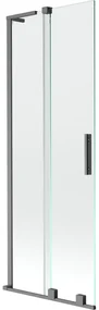 Mexen Velar L parawan nawannowy 2-skrzydłowy rozsuwany 70 x 150 cm, transparent, gun gray szczotkowany - 896-070-003-01-66