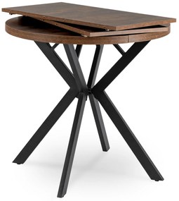 Stół Okrągły Rozkładany DORIAN 80-160 cm Dąb Rustykalny/Czarny Nowoczesny Loft