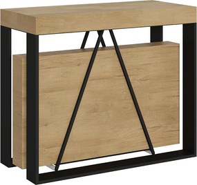 Konsola rozkładana 90x40/196 cm Sketa Small dąb naturalny rama w kolorze antracytu