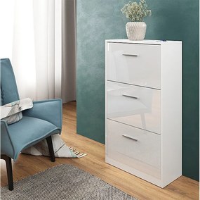 Wózek na buty biały wysoki połysk 59x22x105 gizmo