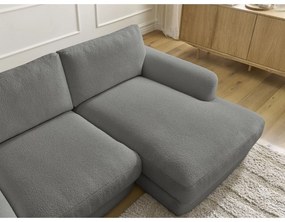 Ciemnoszary narożnik z materiału bouclé (prawostronny/z szezlongiem) Leonore – Bobochic Paris