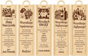 Drewniana skrzynka na wino z grawerem - Erseco
