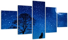Obraz wilka wyjącego do księżyca (125x70 cm)