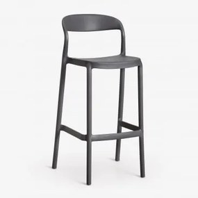 Zestaw 2 Sztaplowanych Wysokich Stołków Ogrodowych Z Polipropylenu Brenza Grafitowa Szarość & ↑75 Cm - Sklum