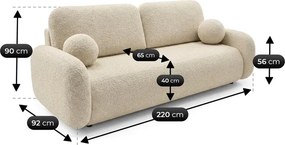 Sofa VIDI Rozkładana Dwuosobowa Beżowa Boucle Japandi