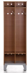 Drewniana szafka ubraniowa na nogach, 2-drzwiowa, 1750 x 600 x 400 mm, zamek obrotowy, orzech