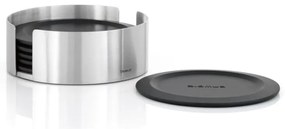 Silikonowe podkładki w czarno-srebrnym kolorze ze stojakiem zestaw 6 szt. Lareto – Blomus