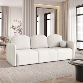 Masseno Sofa SUVI III z funkcją spania i pojemnikiem na pościel, Rozkładana sofa - Kremowy, NEVE 02