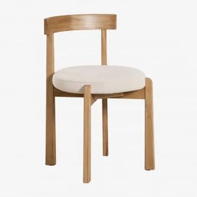 Zestaw 4 Krzeseł Do Jadalni Z Tapicerowanym Dębem Manila Naturalna & Tkaniny Distressed White - Sklum