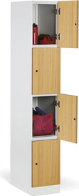 Szafka skrytkowa S1, 4 schowki, 1850 x 300 x 500 mm, zamek kodowy, drzwi laminowane, buk