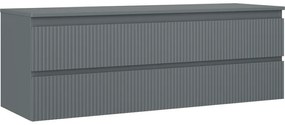 Mexen Rivel szafka łazienkowa podumywalkowa 140 cm z blatem, 2 szuflady, ryflowana , grafit mat - 91A20-14047-2-BFFC66