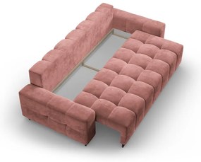 Różowa aksamitna rozkładana sofa ze schowkiem 250 cm Wicklow – Cosmopolitan Design