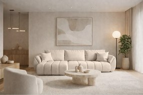 Narożnik z funkcją spania i pojemnikiem TOKYO PREMIUM, tkanina Wind, Beżowy, Lewy