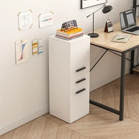 Biała szafka biurowa w stylu loftowym z 2 półkami i szufladą – 85x30x30 cm