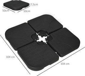 Outsunny płyty obciążnikowe do parasola 104x104x75 cm odporne na warunki atmosferyczne czarne nadające się do wypełnienia | Aosom PL