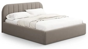 Jasnobrązowe tapicerowane łóżko dwuosobowe ze schowkiem ze stelażem 140x200 cm Juno – Windsor & Co Sofas