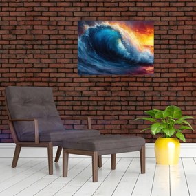 Obraz na szkle - Fala o zachodzie słońca (70x50 cm)
