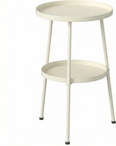 Outsunny Stolik pomocniczy Ø36 cm, stolik balkonowy z metalu, stolik tarasowy, okrągły stolik na taras, balkon, kremowy | Aosom PL