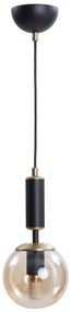 Żółto-czarna lampa wisząca ze szklanym kloszem ø 15 cm Hector – Squid Lighting
