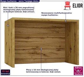 Wyspa kuchenna dąb artisan + dąb wotan Robini 3X
