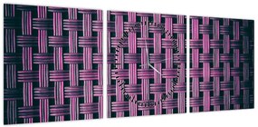 Obraz fioletowej tekstury (z zegarem) (90x30 cm)