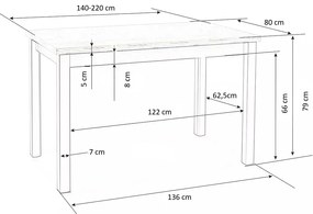 Stół TIAGO 2 140(220)x80 dąb craft rozkładany HALMAR
