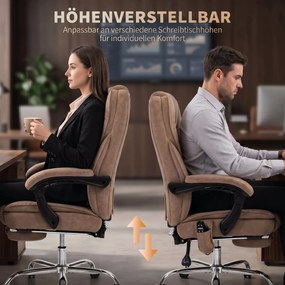 Vinsetto Ergonomiczny fotel biurowy z funkcją masażu, podnóżek, obrotowy, na kółkach, Brązowy | Aosom PL