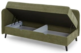 Zielone tapicerowane łóżko jednoosobowe ze schowkiem 120x200 cm Kiruna – Meise Möbel