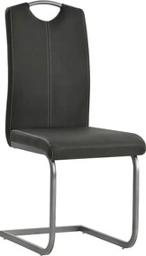 Zestaw 6 krzeseł do jadalni Cantilever Szary Skóropodobny