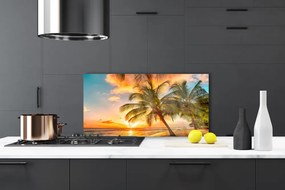 Panel Szklany do Kuchni Rajskie Wybrzeże Z Palmami