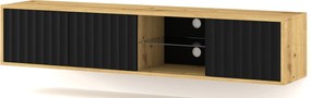Frezowana ścienna szafka rtv dąb artisan + czarny W8-W19