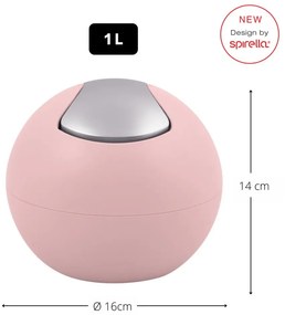 Różowy plastikowy kosz na śmieci 1 l Bowl Matt – Spirella