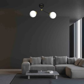 Lampa sufitowa, podwójna, nowoczesna JOY BLACK / GOLD 2xE14
