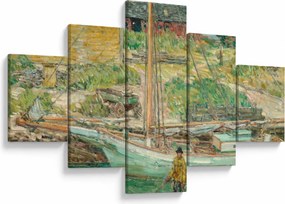 Obraz - Childe Hassam, Oyster Sloop, Cos Cob, reprodukcje (125x70 cm)
