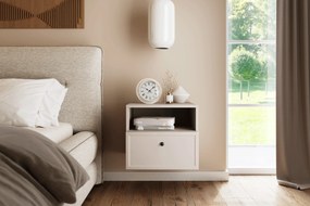 Szafka nocna wisząca Lorini z szufladą 45 cm - kaszmir / czarny uchwyt