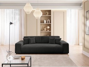 Ciemnoszara sztruksowa rozkładana sofa ze schowkiem 260 cm Justin – Ropez
