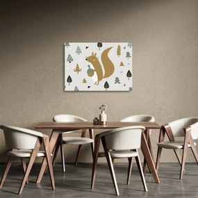 Obraz na szkle - Wiewiórka z orzechem (70x50 cm)
