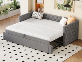 Łóżko tapicerowane z weluru - 90/180x200 cm - z stelażem na listwach - Szare