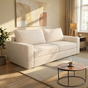 Sofa z Funkcją Spania DRAVOS Kremowa Boucle Nowoczesna