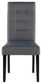 Komplet 6 krzeseł VILLOSA - Szara tkanina + Ciemne drewniane nogi