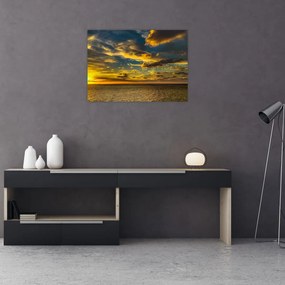 Obraz na szkle - zachód słońca nad morzem (70x50 cm)