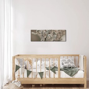 Obraz - Roślina w mrozie (z zegarem) (90x30 cm)