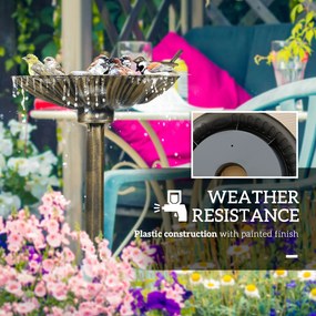 Outsunny Poidło dla Ptaków z Statuetkami, 2 Baseny, Plastik, Antyczny Wygląd, 49,5 dł. x 38 szer. x 81 wys. cm, Brązowy